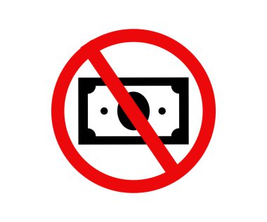 Para ikonu yasak işareti yok. Nakit para vektör tasarımı ve resimleme yok.