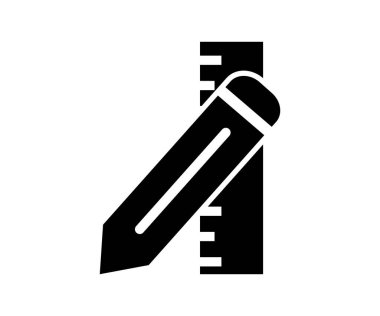 Kalem ve cetvel simgesi. Web sitesi tasarımı, uygulama vektör tasarımı ve illüstrasyonu için kalem ve cetvel simgesi. 