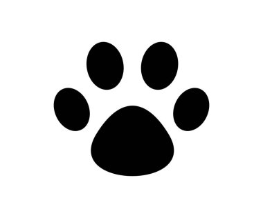 Modern siluet logosunda kedi pençesi izi var. Paw yazdırma işareti düz vektör tasarımı ve illüstrasyonu. 