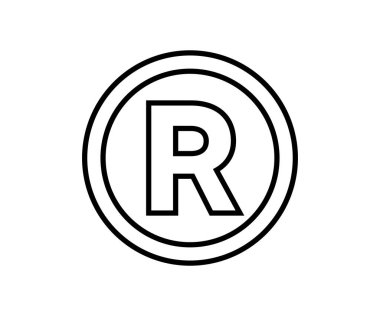 Tescilli marka sembolü. Patent markası r çember simgesi vektör tasarımı ve illüstrasyonu.