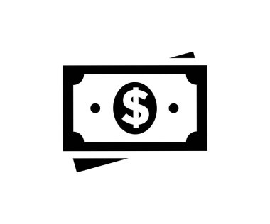 Finansal uygulamalar ve web siteleri için siyah Amerikan Doları düz simgesi. Finans simgesi. Web tasarım vektör tasarımı ve illüstrasyonu için finansal bilgi elemanları ve semboller.