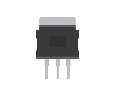 Elektronik transistör simgesi. Elektronik bileşenler vektör tasarımı ve illüstrasyonu.