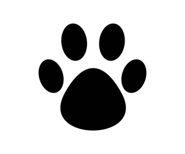 Siyah pençe izi ikonu. Paw yazdırma işareti düz vektör tasarımı ve illüstrasyonu. 