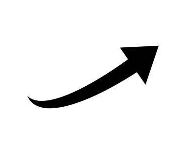 Kara ok simgesi. Düz stil işaret işareti ok vektör tasarımı ve illüstrasyonu.