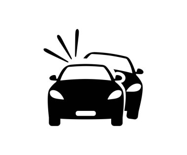 Araba kazası ikonu. Araba kazası ikonu vektör tasarımı ve illüstrasyonu.