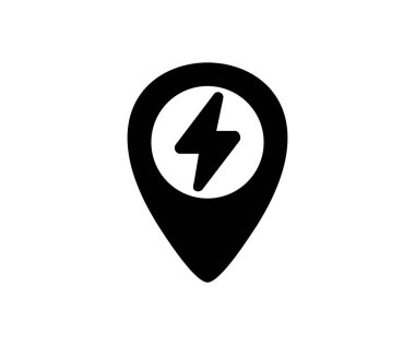 İşaret simgesiyle işaretle. Elektrik güç konumu vektör tasarımı ve illüstrasyonu.
