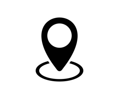 Çemberli lobut. Kara Harita iğne konumu simgesi. Coğrafi konum, navigasyon, GPS, yön, yer, pusula, bağlantı vektör tasarımı ve illüstrasyon.