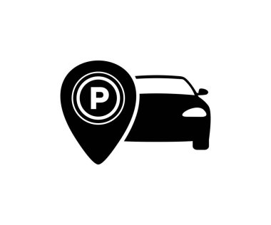 Araba park etme ikonu. Park yeri tabelası. Park yeri vektör tasarımı ve illüstrasyonu.