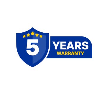 5 Yıllık Kalkan etiketi rozet tasarımı. 5 Yıllık Garanti Rozet Etiketi Vektör Tasarımı ve İllüstrasyonu.