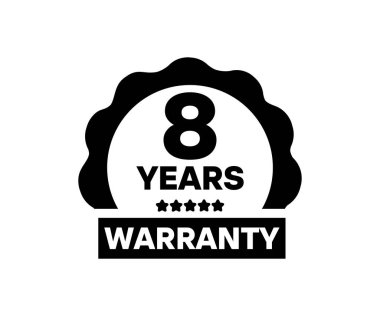 8 yıl garanti rozet etiketi. 8 yıl garanti etiketi, pul tasarımı vektör tasarımı ve illüstrasyon. 