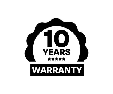 10 yıl garantili rozet etiketi. 10 yıl garanti etiketi, pul tasarımı vektör tasarımı ve illüstrasyon. 