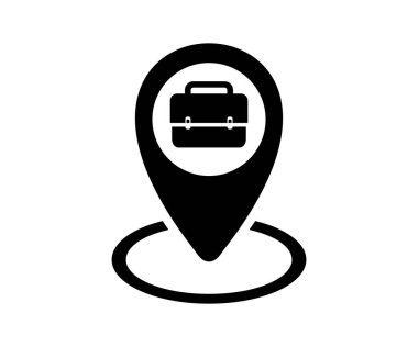 Yer belirleyici çalışma simgesi. Görev konumu simgesi. Navigasyon haritası, konumlandırma simgesi. Konum belirleyici, GPS sembol vektör tasarımı ve illüstrasyonu.