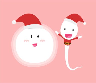 Noel kostümlü sperm ve yumurta insan.