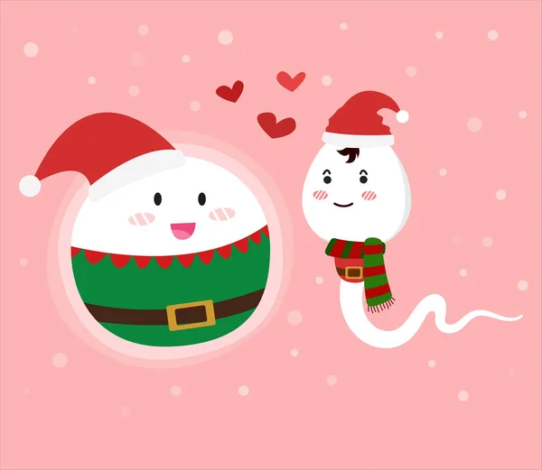 Sperme Oeuf Humain Avec Costume Célébration Noël — Image vectorielle