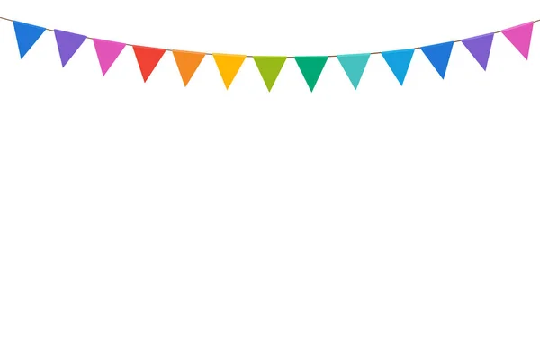 Carnaval Slinger Met Kleurrijke Vlaggen Geïsoleerd Witte Achtergrond Festival Decoratie — Stockvector