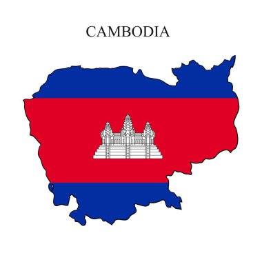 Kamboçya haritası vektör çizimi. Küresel ekonomi Ünlü bir ülke. Güneydoğu Asya