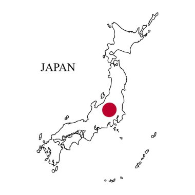 Japonya harita vektör çizimi. Küresel ekonomi Ünlü bir ülke. Doğu Asya