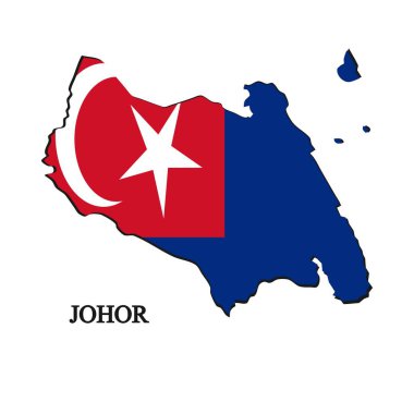 Johor harita vektör çizimi. Malezya şehri. Malezya Devleti