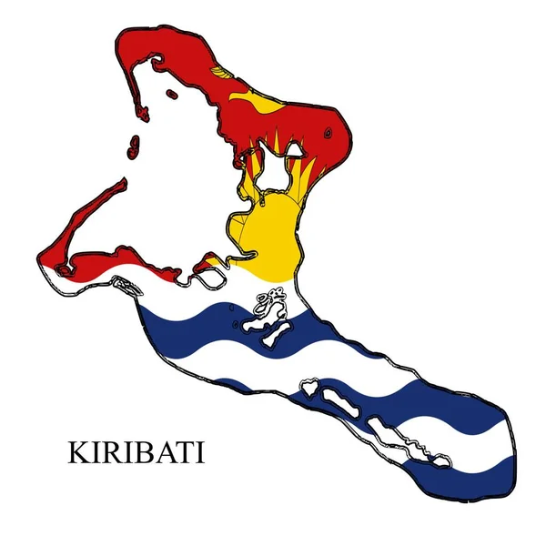 キリバス地図ベクトル図 世界経済 有名な国 オセアニア地域 ポリネシアの島 ミクロネシア人 — ストックベクタ