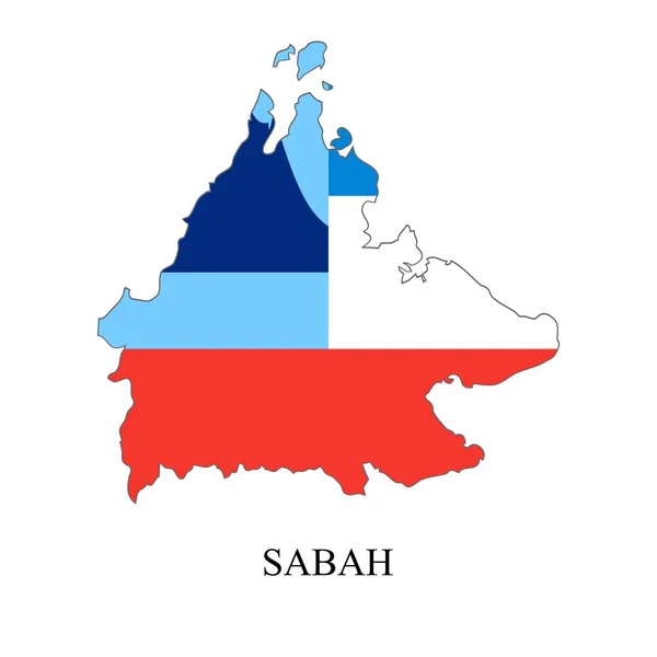 Sabah Map Vector Illustration Malaysian City State Malaysia Borneo — Stock Vector