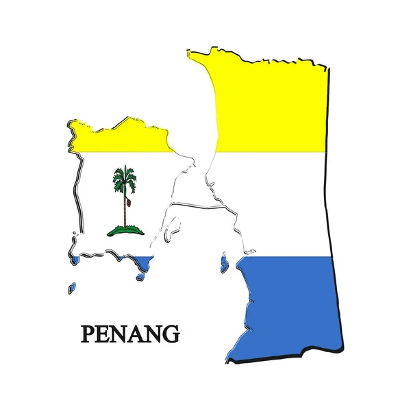 Penang Mapa Vector Ilustración Ciudad Malasia Estado Malasia — Archivo Imágenes Vectoriales