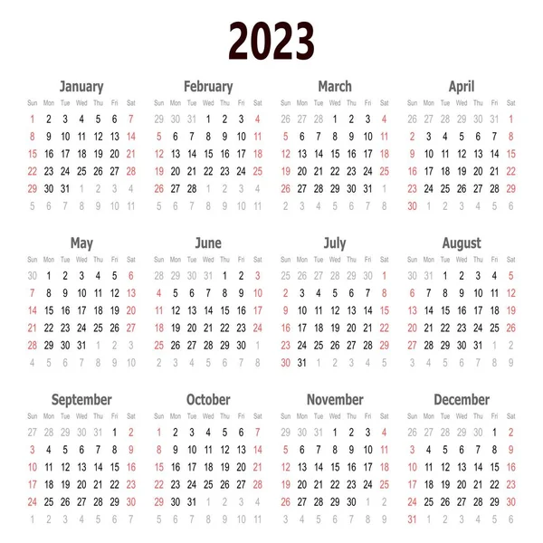 2023 Kalendervektorillustrasjon 2023 Kalendermal Enkel Kalenderutforming Kalender – stockvektor