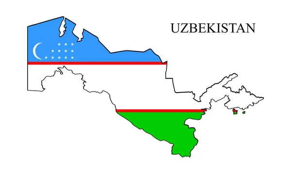 Özbekistan Harita Vektör Çizimi Küresel Ekonomi Ünlü Bir Ülke Orta — Stok Vektör