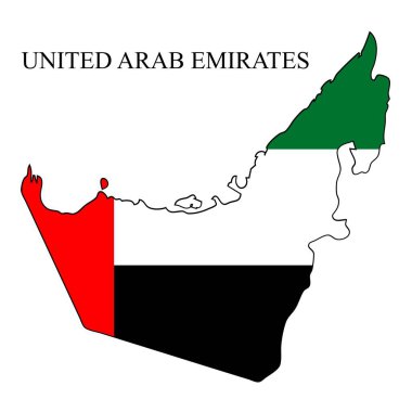 Birleşik Arap Emirlikleri harita vektör çizimi. Küresel ekonomi Ünlü bir ülke. Orta Doğu. Batı Asya.
