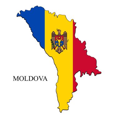 Moldova harita vektör çizimi. Küresel ekonomi Ünlü bir ülke. Doğu Avrupa. Avrupa.