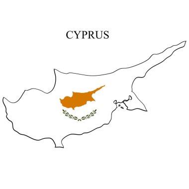 Kıbrıs harita vektör illüstrasyonu. Küresel ekonomi Ünlü bir ülke. Batı Asya.