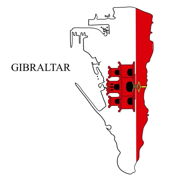 ジブラルタル地図ベクトル図 世界経済 有名な国 ヨーロッパだ イギリス地方 — ストックベクタ