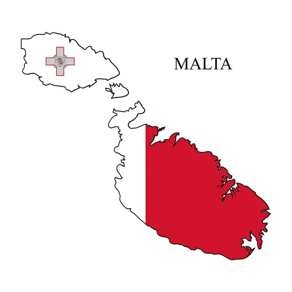 Malta Mapa Ilustração Vetorial Economia Global País Famoso Sul Europa —  Vetores de Stock