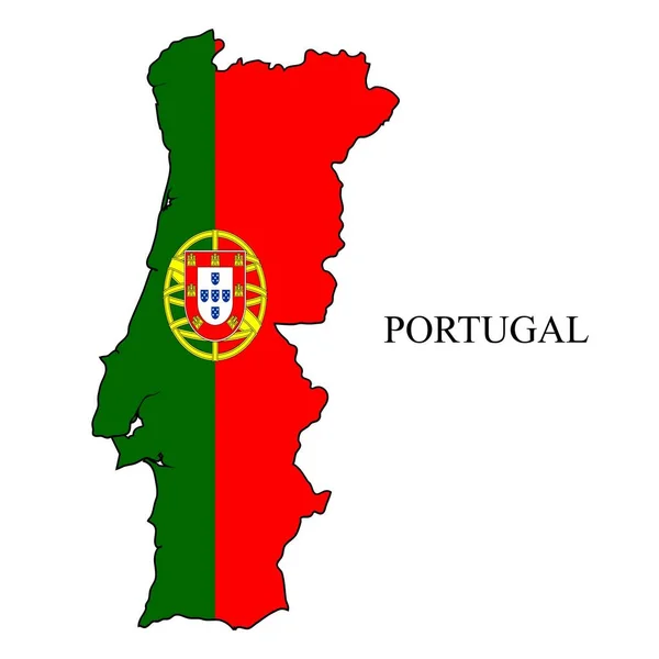 葡萄牙地图矢量图解 全球经济 著名的国家 南欧欧洲 — 图库矢量图片