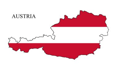 Avusturya harita vektör illüstrasyonu. Küresel ekonomi Ünlü bir ülke. Batı Avrupa. Avrupa.
