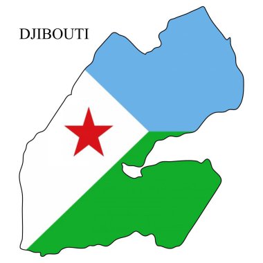 Cibuti harita vektör çizimi. Küresel ekonomi Ünlü bir ülke. Doğu Afrika. Afrika.