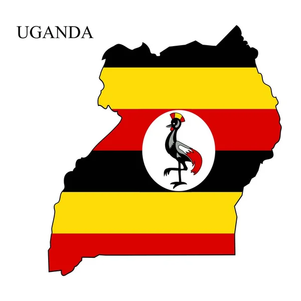 Uganda Mapa Ilustração Vetorial Economia Global País Famoso África Oriental — Vetor de Stock