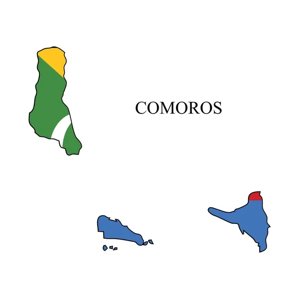 Comores Mapa Ilustração Vetorial Economia Global País Famoso África Oriental —  Vetores de Stock