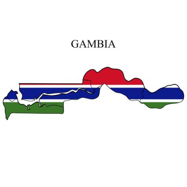 Gambiya haritası vektör çizimi. Küresel ekonomi Ünlü bir ülke. Batı Afrika. Afrika.