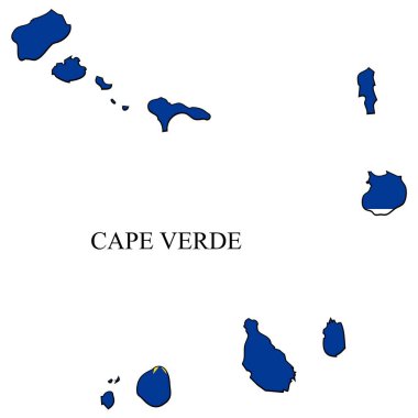 Cape Verde harita vektör çizimi. Küresel ekonomi Ünlü bir ülke. Batı Afrika. Afrika.