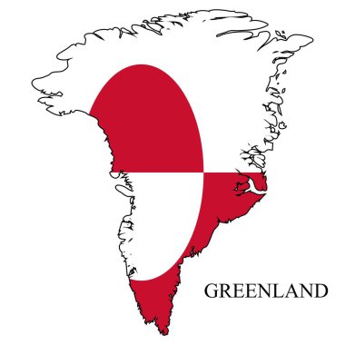 Grönland harita vektör çizimi. Küresel ekonomi Ünlü bir ülke. Kuzey Amerika. Amerika.