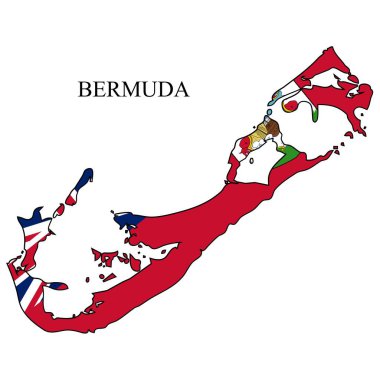 Bermuda harita vektör çizimi. Küresel ekonomi Ünlü bir ülke. Kuzey Amerika. Amerika.