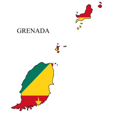 Grenada harita vektör çizimi. Küresel ekonomi Ünlü bir ülke. Karayipler. Latin Amerika. Amerika.