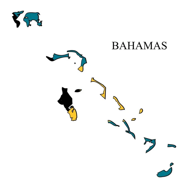 Ilustração Vetorial Mapa Das Bahamas Economia Global País Famoso Caraíbas — Vetor de Stock
