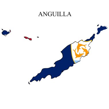 Anguilla harita vektör çizimi. Küresel ekonomi Ünlü bir ülke. Karayipler. Latin Amerika. Amerika.