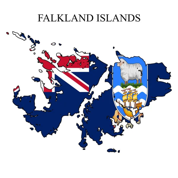 Νήσοι Φώκλαντ Χάρτη Διανυσματική Απεικόνιση Παγκόσμια Οικονομία Διάσημη Χώρα Νότια — Διανυσματικό Αρχείο
