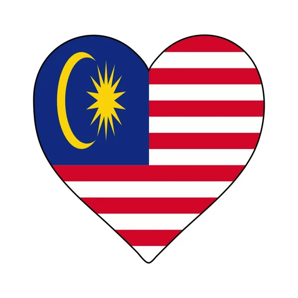 Malaysia Heart Shape Flag Love Malaysia Visit Malaysia Vector Illustration — ストックベクタ