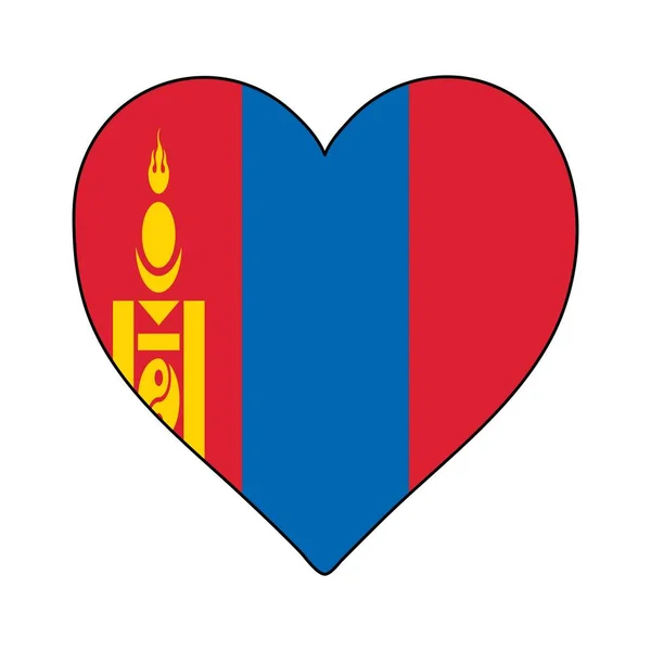 Σημαία Σχήμα Καρδιάς Μογγολία Λατρεύω Μογγολία Πήγαινε Στη Μογγολία Ασία — Διανυσματικό Αρχείο