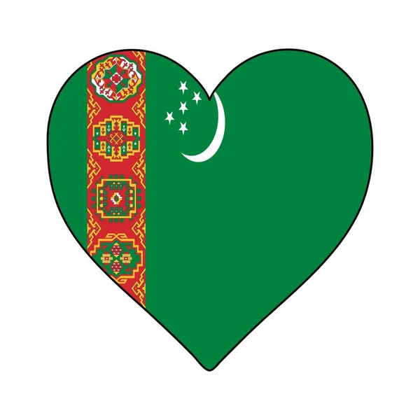 Turkmenistan Heart Shape Flag Love Turkmenistan Visit Turkmenistan Central Asia — Stockvector
