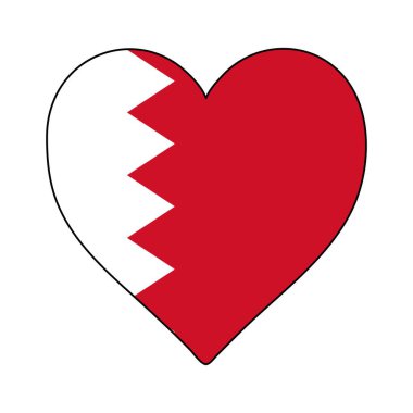 Bahrain Heart Shape Flag. Love Bahrain. Visit Bahrain. Middle East. Western Asia. Asia. Vector Illustration Graphic Design.