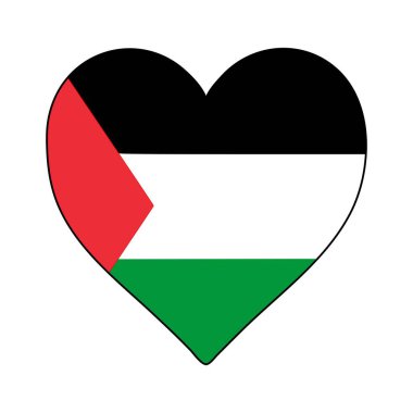 Palestine Heart Shape Flag. Love Palestine. Visit Palestine. Middle East. Western Asia. Asia. Vector Illustration Graphic Design.